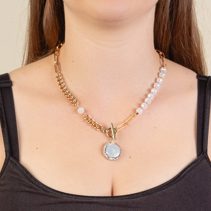 1287 - Dainty Stone Necklace - Gold