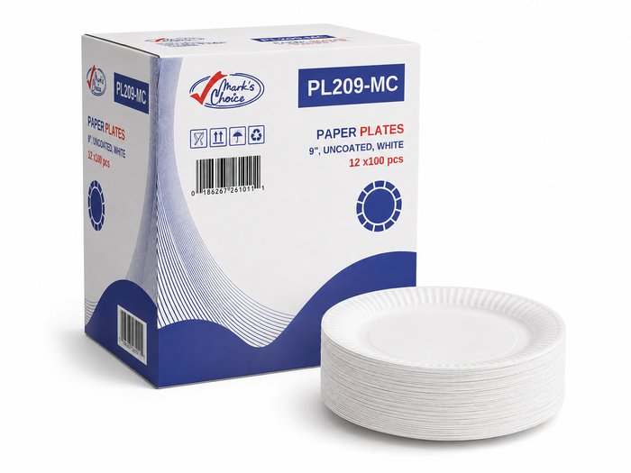 9" Uncoated Paper Plates