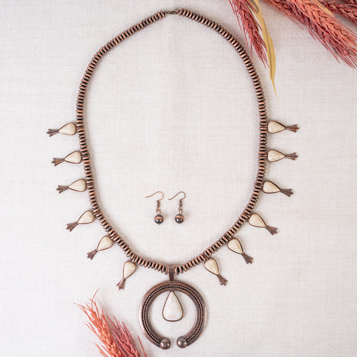 92003 - Squash Blossom Necklace - Ivory & Copper