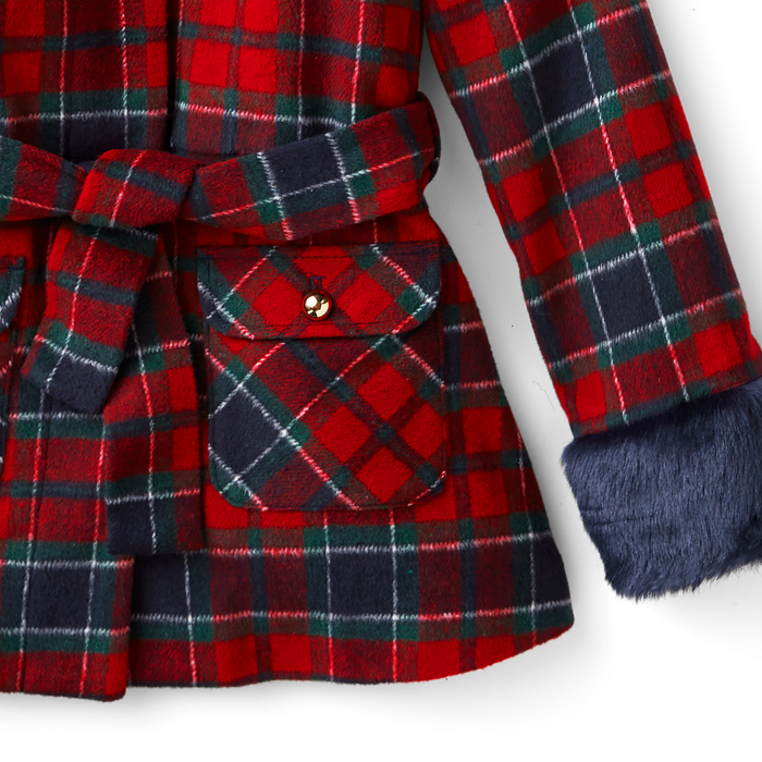 American Girl® x Janie and Jack Fur-Trim Plaid Coat for Girls