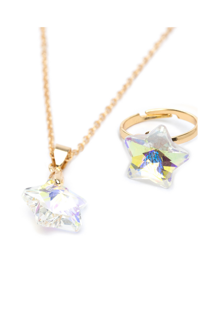 Boutique Holographic Star Necklace, Earrings and Ring, 2pcs Assorted