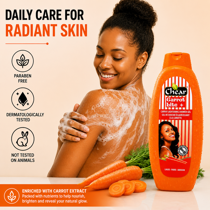Chear Carrot Skin Brightening Shower Gel 750ml | Vitamin C & Niacinamide Body Wash for Glowing, Smooth & Even Skin
