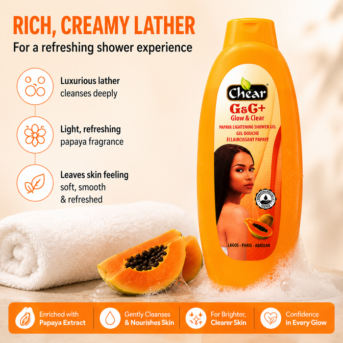 Chear Papaya Skin Brightening Shower Gel 750ml | Vitamin C & Niacinamide Body Wash for Glowing, Smooth & Even Skin