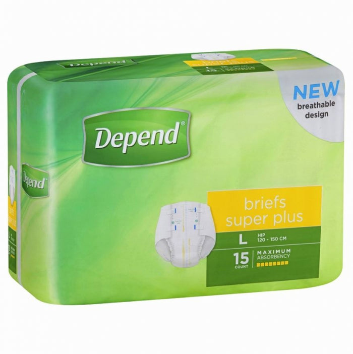 Depend Super Plus Fitted Briefs Unisex L