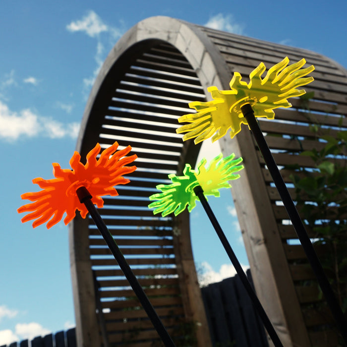 Medium Garden Décor Ornaments Set of 3 'Smiling Suns'
