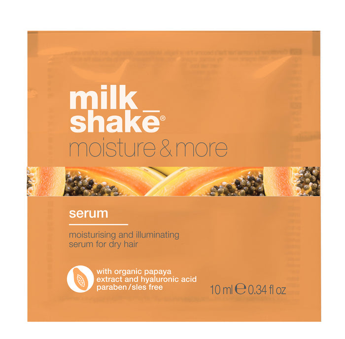 milk_shake moisture&more serum packaging for dry hair on a white background