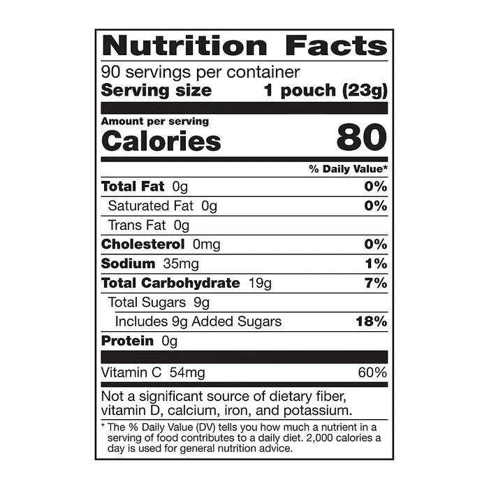 Mott's Assorted Fruit Flavored Snacks 90 count Nutrition Facts