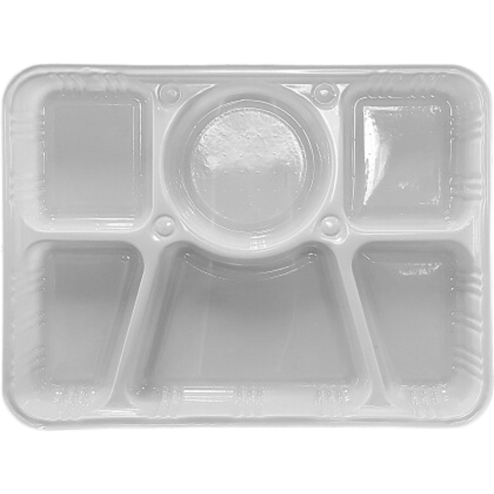 Plastic 6-Compartment Serving Thali Trays