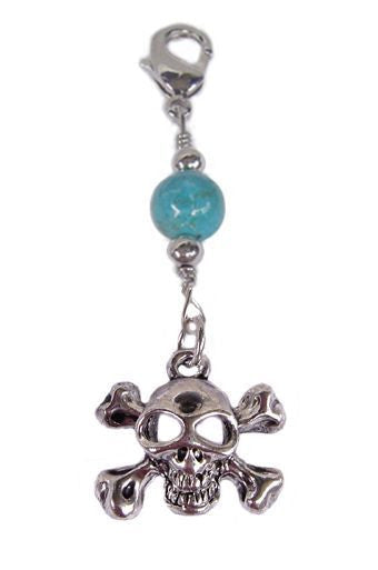 Silver Skull & Crossbones Charm – Mini Hair Twister Accessory front view