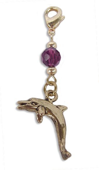 Small Gold Dolphin Charm – Mini Hair Twister Accessory front view