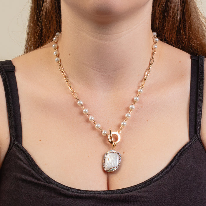 1286 - Dainty Stone Necklace - Gold