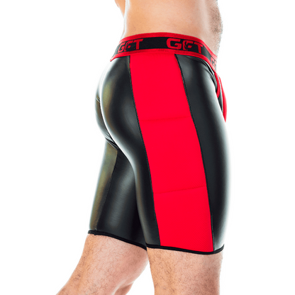 2 Fetiche Red Zipper Trunk Long vista frontal de Gigo Underwear