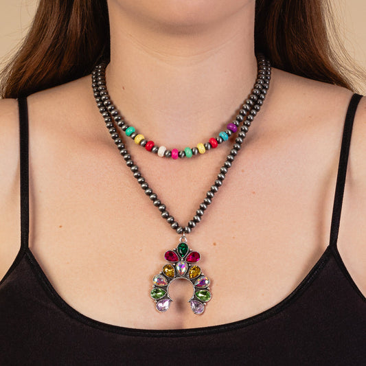 72913 - Squash Blossom Necklace - Multi & Silver
