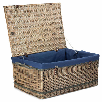 72cm Antique Wash Rope Handled Picnic Basket