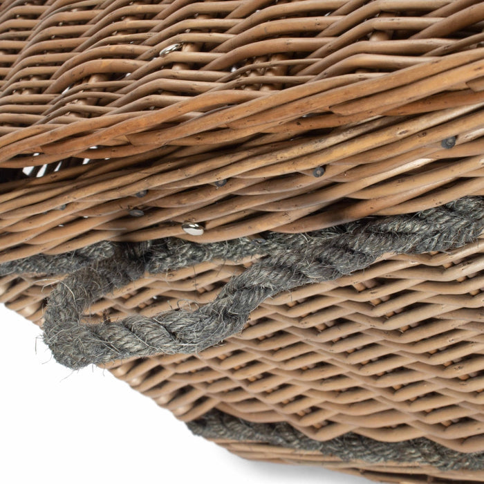 72cm Antique Wash Rope Handled Picnic Basket