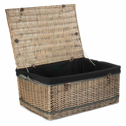72cm Antique Wash Rope Handled Picnic Basket