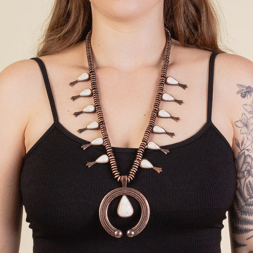 92003 - Squash Blossom Necklace - Ivory & Copper