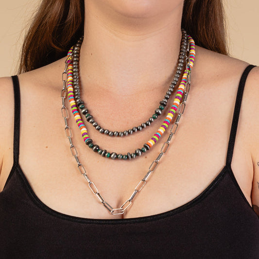92027 - Squash Blossom Beaded Necklace - Multi