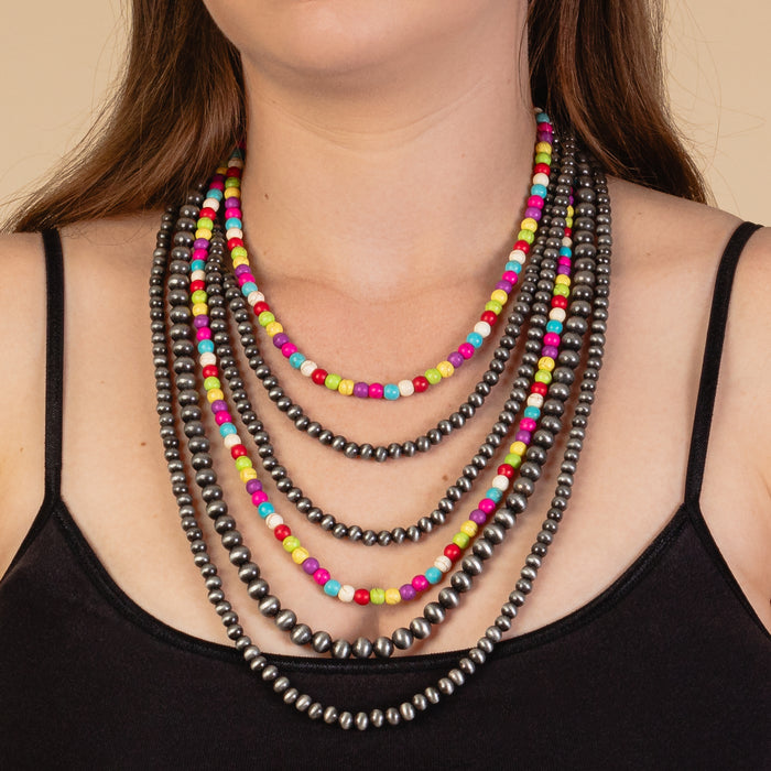 92036 - Squash Blossom Beaded Necklace - Multi