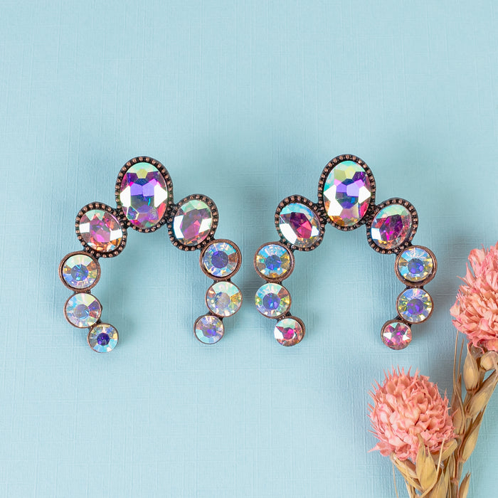 93177 - Crystal Squash Blossom Earrings - Copper & AB