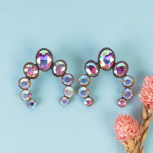 93177 - Crystal Squash Blossom Earrings - Copper & AB