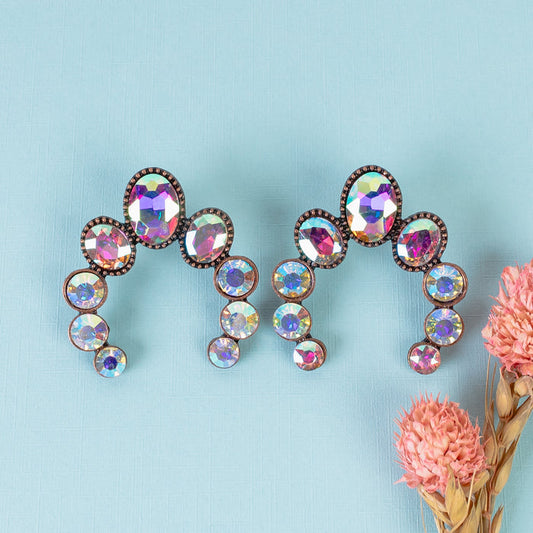 93177 - Crystal Squash Blossom Earrings - Copper & AB