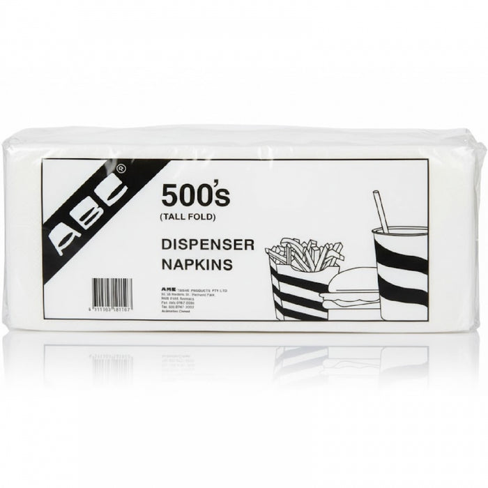 ABC Tall Fold 1 Ply Serviettes