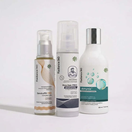 Three hair care products from Radiance 360 on a white background