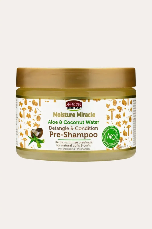 AFRICAN PRIDE MOISTURE MIRACLE DETANGLE & CONDITION PRE-SHAMPOO 12oz AFRICAN PRIDE
