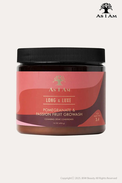 AS I AM LONG AND LUXE POMEGRANATE & PASSION FRUIT GROWASH CLEANSING CREME CONDITIONER 16oz - BSW BEAUTY CANADA