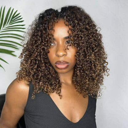 B3G1|Ombre #T1B/30 Small Kinky Curly Feather Crochet Human Hair