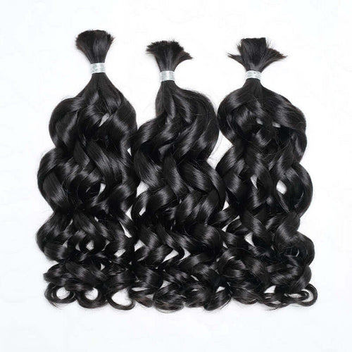 B3G1|QVR French Curl Human Bulk Hair Extensions for Boho Knotless Braiding