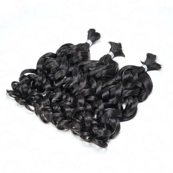 B3G1|QVR French Curl Human Bulk Hair Extensions for Boho Knotless Braiding
