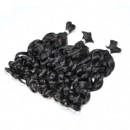 B3G1|QVR French Curl Human Bulk Hair Extensions for Boho Knotless Braiding