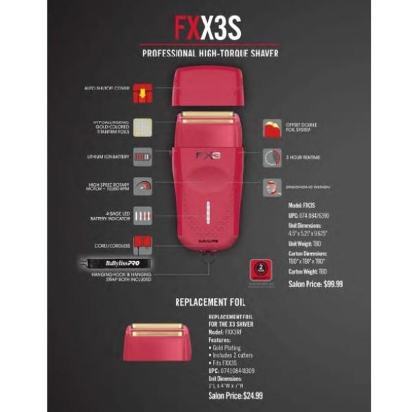 BaByliss PRO FX3 Cordless Shaver - Red - Palms Fashion Inc.
