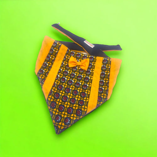 Bandana Yellow African Tuxedo con lazo 2-in-1