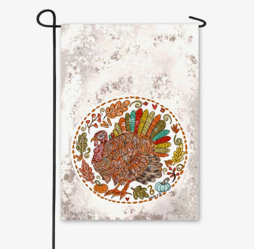 Baxter & Me Colorful Feather Turkey “Mr. Feathersworth” Garden Flag