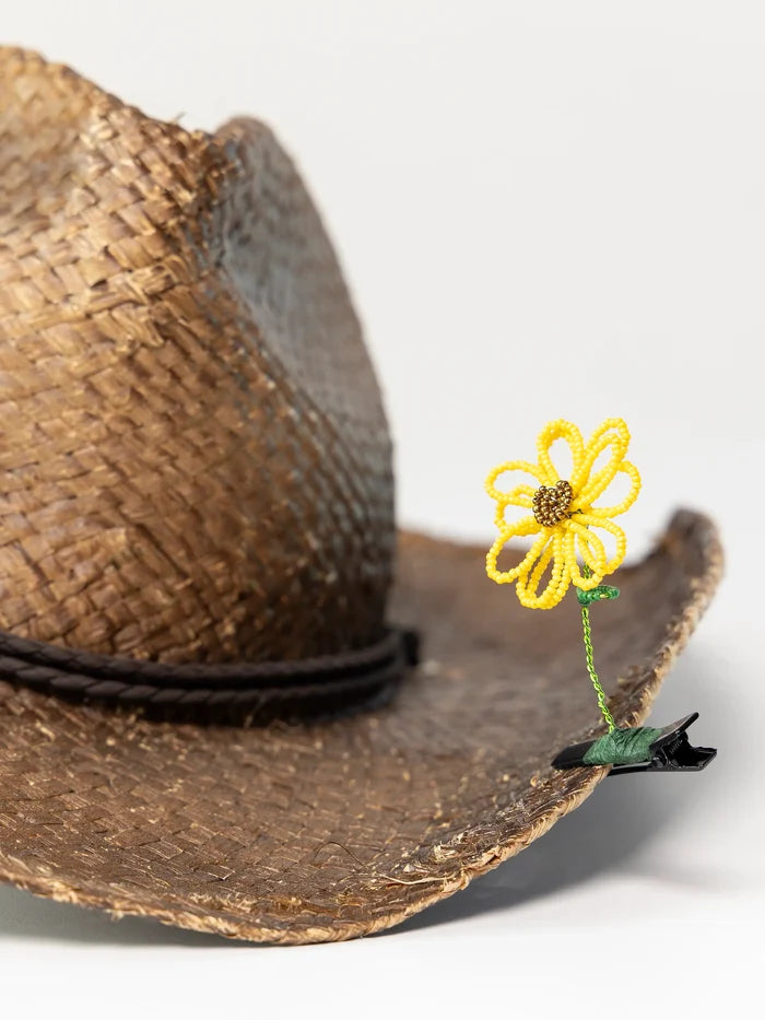 Beaded Flower Hair & Hat Clip - Yellow Sunflower-view 1