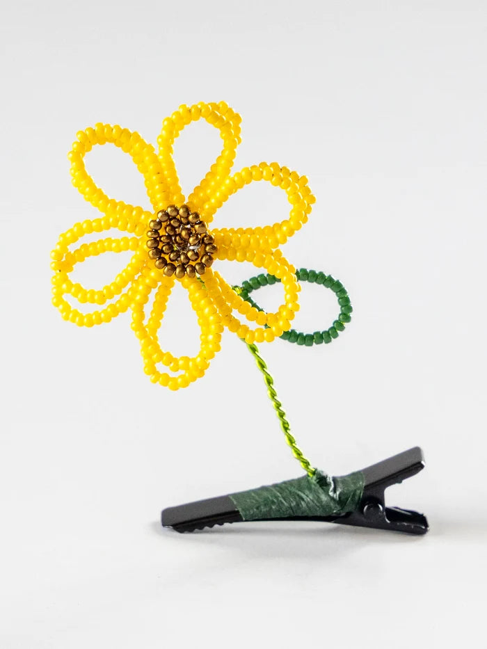 Beaded Flower Hair & Hat Clip - Yellow Sunflower-view 2