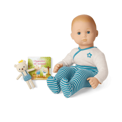 Bitty Baby® Doll #3 in Soft Blue + Bear Friend & Board Book