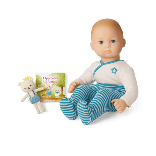 Bitty Baby® Doll #3 in Soft Blue + Bear Friend & Board Book