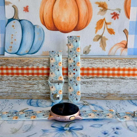 Blue Belle Pumpkin Patch Print Silicone Band For Samsung Watch