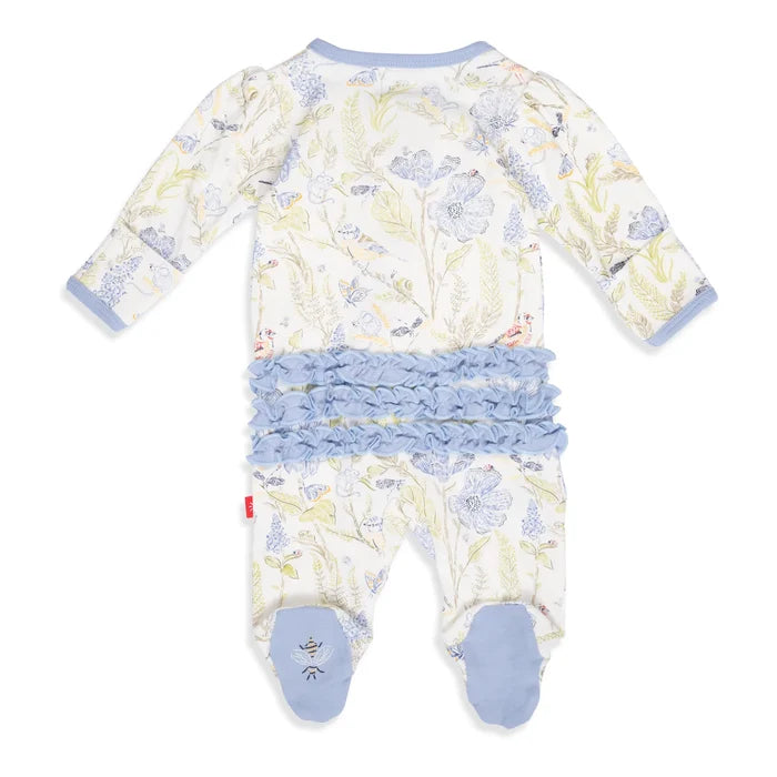 Blue Blossom Ruffle Footie 0-3m
