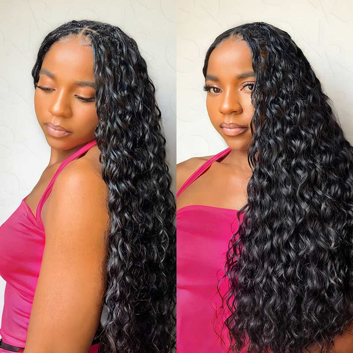 BOGO|Water Wave Feather Crochet Human Hair Natural Black Hair Extentions