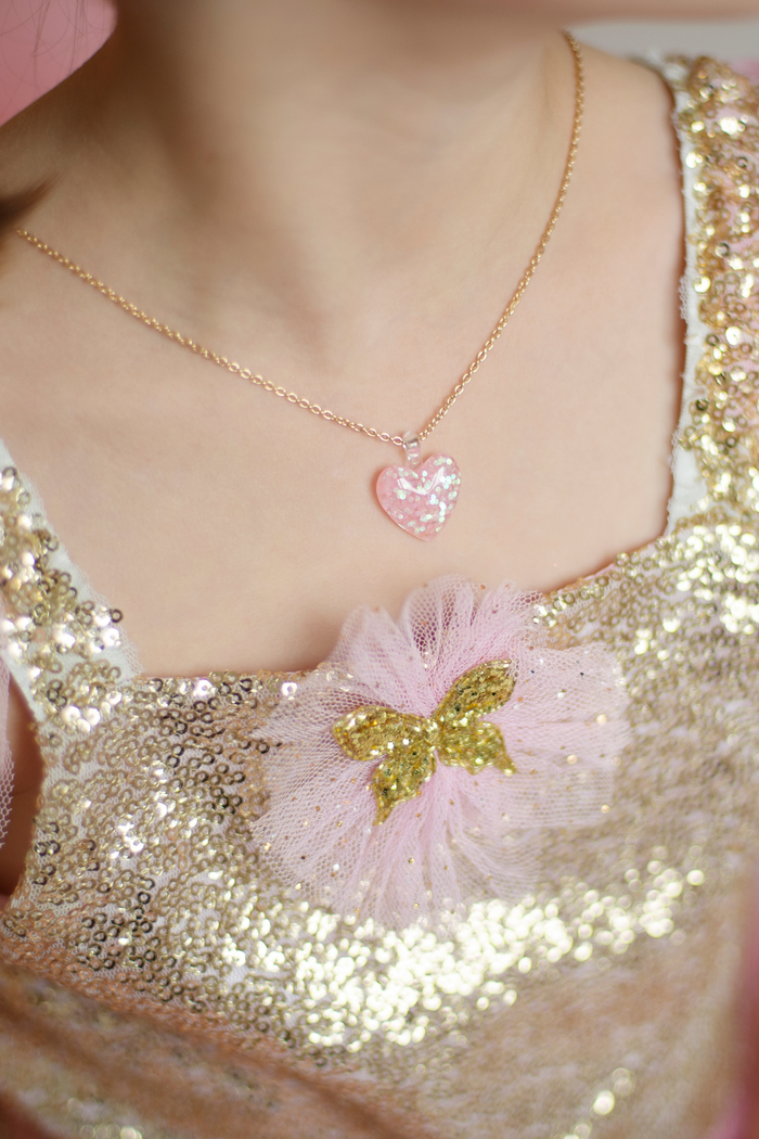 Boutique Glitter Heart Necklaces, 2pcs Assorted