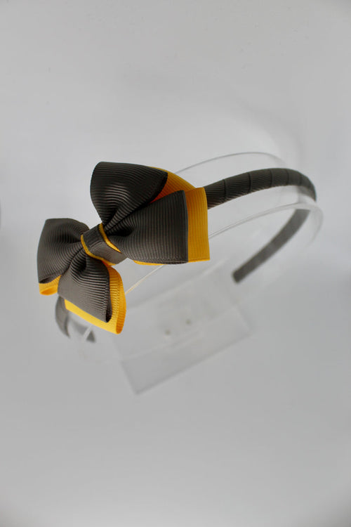 Bow School Hairband - Metal Grey and Yellow Gold