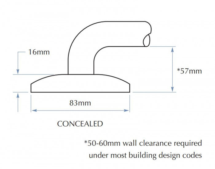 Bradley 832 Toilet Grab Rail 90 Degree Left Hand