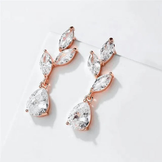 Wedding Jewelry - Cubic Zirconia Bridal Earrings - Available in Silver, Rose Gold and Yellow Gold