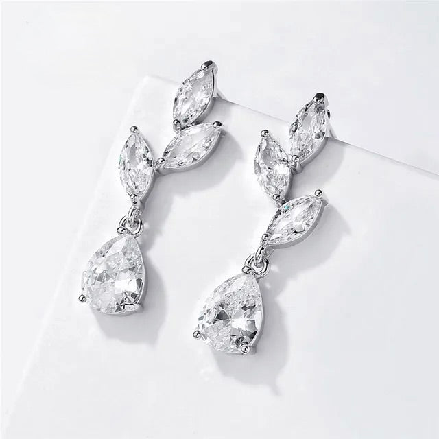 Wedding Jewelry - Cubic Zirconia Bridal Earrings - Available in Silver, Rose Gold and Yellow Gold