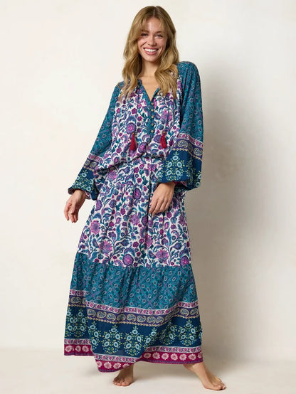Camille Maxi Skirt - Sunnyfield Floral Purple-view 3